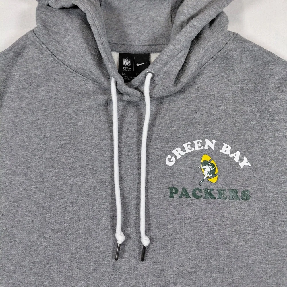 Nike Green Bay‎ Packers Womens XS Gray Fleece Crop Hoodie NFL Team Apparel